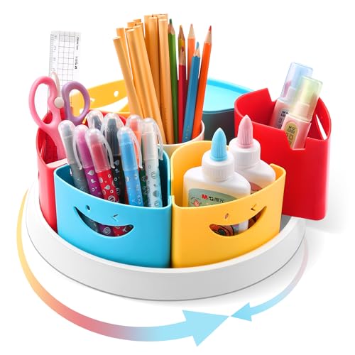Art Supply Storage Organizer - 360 Degree Rotating Desk Organizer for Classroom and Home School Supplies
