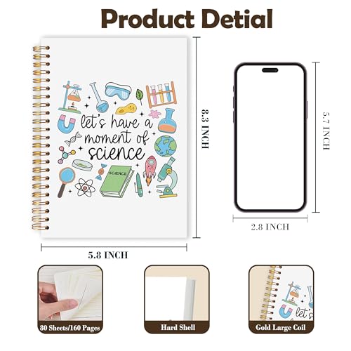 Science Teacher Gifts Notebook Journal, Chemistry Biology Stem Teacher Gifts, Let's Have a Moment of Science Hardcover Spiral Notebook 5.5x8.3 Inch - color: Science Teacher