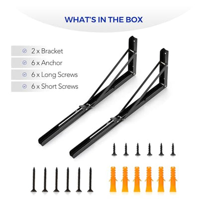 Ravinte Matte Black Folding Shelf Brackets, 18 Inch, 2 Pack - size: 18 Inch