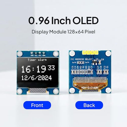 ELEGOO 3PCS 0.96 Inch OLED Display Screen Module, Self-Luminous, SSD1306 - color: Single White