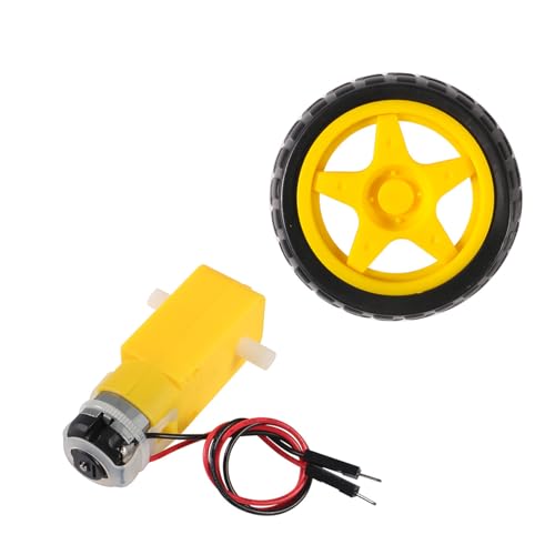 2pcs Electric TT Prewired Gear Motor Wheel Kit DC 3-6V Dual Shaft Geared TT Gearbox Engine with 69mm Plastic Car Tire Wheel for Smart RC Car Robot Tyres Model