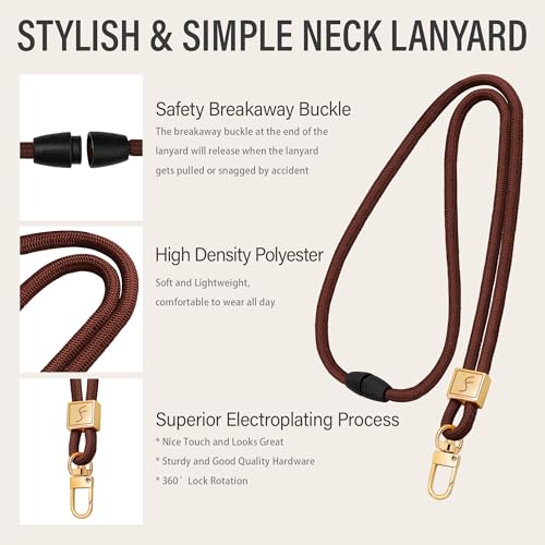Fishent Lanyard, Cute Neck Lanyards for Keys ID Badges Holder, Keychain Key Teacher Lanyard with Safety Breakaway Buckle for Women Men, Dark Brown - color: Dark Brown