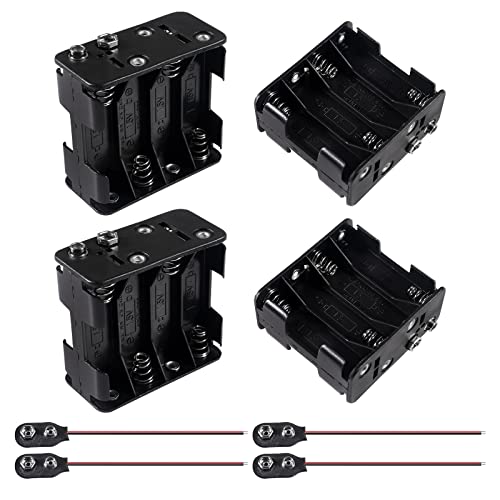 4pcs 8X 1.5V (12V) AA Battery Holder with 4pcs 9V I Type Battery Snap Connector 12 Volt Thicken Plastic Housing 2 Layers Battery Case - style: 8X 1.5V AA Battery Holder