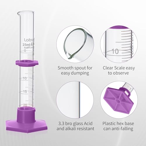 4pcs Graduated Cylinder and Brush Set,10ml 25ml 50ml 100ml, LVE002 - color: glass cylinders