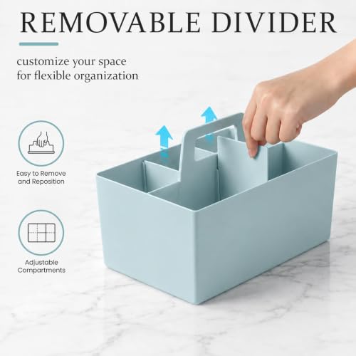 Multipurpose Caddy Organizer with Handle Plastic Desk Storage, Blue - color: Blue, size: Rectangular