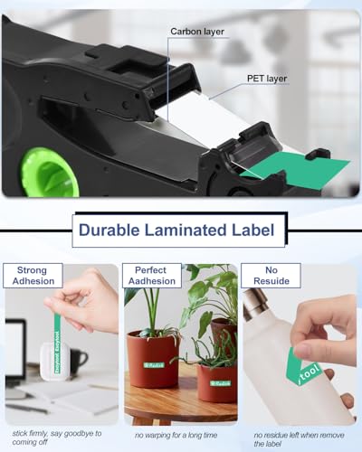 2 Pack Esaytool Replacement for P-Touch TZe-735 TZe735 TZ735 Laminated Label Tape 1/2" 12mm 0.47" White on Green Tape Compatible with ptouch PT-D210 D220 H110 H100 P710BT D220 D410 D600 Label Maker - color: White on Green, size: 12mm