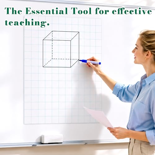 Giant Magnetic Notebook Paper for Classroom 17x 21 in Dry Erase Lined Paper - size: Graph Grid Paper - 21 x 17 in