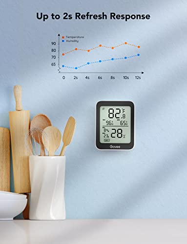 Govee Indoor Hygrometer Thermometer 3Pack H5075 with Bluetooth App Control - color: Black, size: 3 Pack