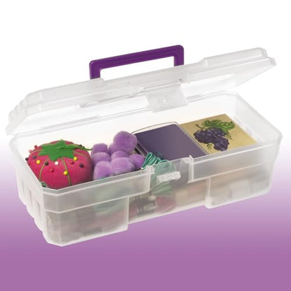 Akro-Mils 12-Inch ProBox Plastic Art Supply, Hobby or Craft Storage Toolbox, Model 09912CLPUR, (12" x 5-1/2" x 4"), Clear