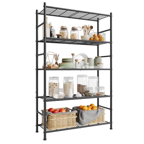 SONGMICS 5-Tier Storage Shelves, Adjustable Metal Wire Shelving Unit - size: 31.5"W, style: 5-Tier