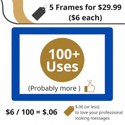 8.5 x 11 Adhesive Wall Frames - Peel & Stick Picture Frames, Wall Sign Holder, Paper Protector Sheets, Certificate Holders, Reusable Picture Frame, Dry Erase, Non Magnetic - Blue, Pack of 5 - color: blue