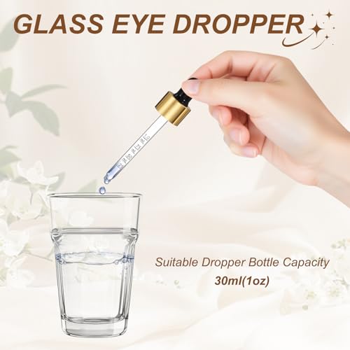 PATIKIL Glass Eye Dropper w/Measurement mark for 1oz Glass Bottles 10Pcs - color: Black/Gold Top, size: 1oz