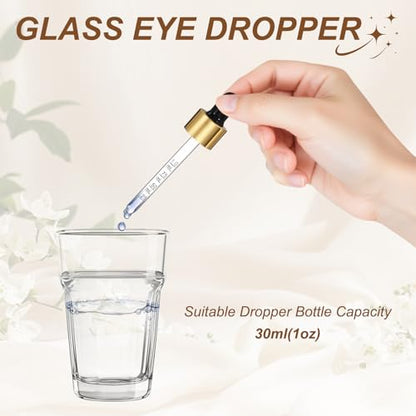 PATIKIL Glass Eye Dropper w/Measurement mark for 1oz Glass Bottles 10Pcs - color: Black/Gold Top, size: 1oz