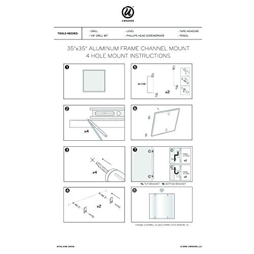 U Brands Magnetic Dry Erase Board White Board, 36" x 36", Silver Aluminum Frame, Includes Marker - size: 35"W x 35"H