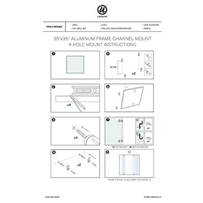 U Brands Magnetic Dry Erase Board White Board, 36" x 36", Silver Aluminum Frame, Includes Marker - size: 35"W x 35"H