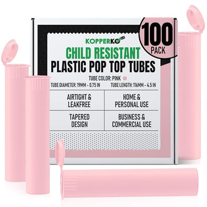 Kopperko Small Pill Bottles, 116mm, 100 Pack, Pink - color: Pink, size: 100 Tubes