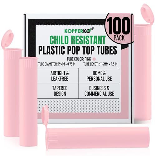 Kopperko Small Pill Bottles, 116mm, 100 Pack, Pink - color: Pink, size: 100 Tubes