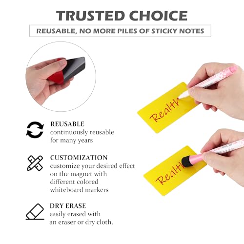 Realth Dry Erase Magnetic Labels Blue 1'' × 3'' 60 Pcs Washable Reusable - color: Blue, size: 1'' × 3''