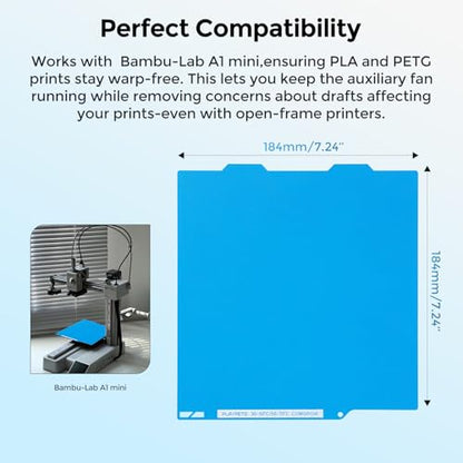 Comgrow ArcticGrip Aurora Cold Build Plate for Bambu-Lab A1 Mini 3D Printer - size: 184x184mm