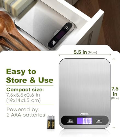 Atogou Food Scale -33lb Digital Kitchen Scale for Food Ounces Grams