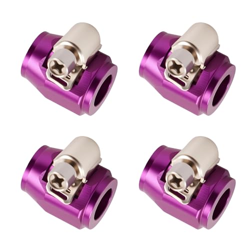 Aluminum Hose End Finisher Clamp, Universal Fit, Red Chrome Finish, 4pcs Set for Stainless Steel and Rubber Hoses, Model (Purple, 4AN) - color: Purple, size: 4AN