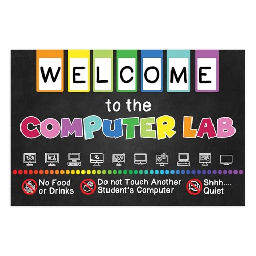 Welcome to the Computer Lab Poster, 16"x24", Classroom Decor - color: PC1