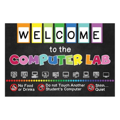 Welcome to the Computer Lab Poster, 16"x24", Classroom Decor - color: PC1