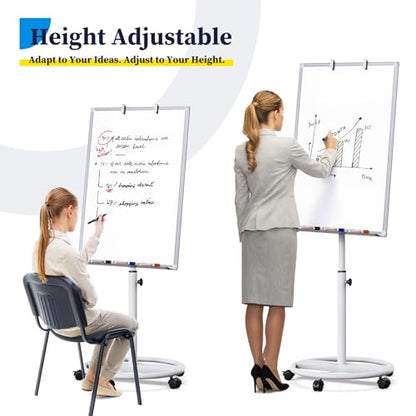 Maxtek Whiteboard on Wheels 36 x 24 in, Magnetic Rolling Dry Erase Easel - color: White, size: 24"W x 36"H