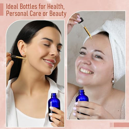 4 Pack 4oz Glass Dropper Bottles with Measured Dropper - 120ml Dark Blue Tincture Bottles with Calibrated Glass Eye Droppers (1ml), Leakproof Essential Oils Bottles for Health, Personal Care & Beauty - color: Blue