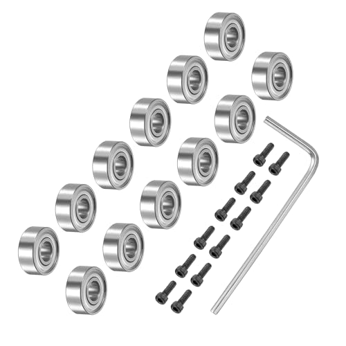 uxcell 12Pcs Bearing Accessory Kit 3/16" I.D. 1/2" OD Top Mounted Bearings for Router Bit (#5-40 x 3/8" Screws) - size: 3/16"x1/2"x10/51"