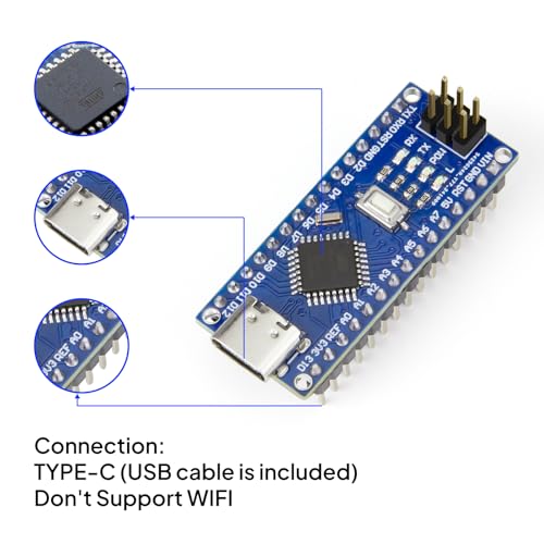 ELEGOO Presoldered Nano Board USB-C with Cable Compatible with Arduino 3PC - size: 3 Pcs Nano with USB-C cable