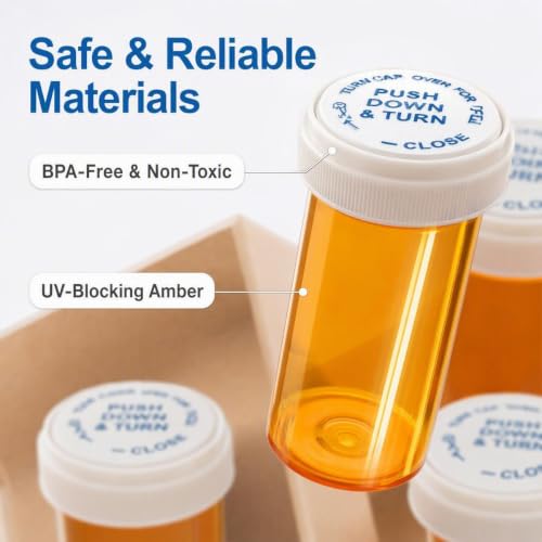 Empty Pill Bottles 13 Dram Amber Reversible Caps