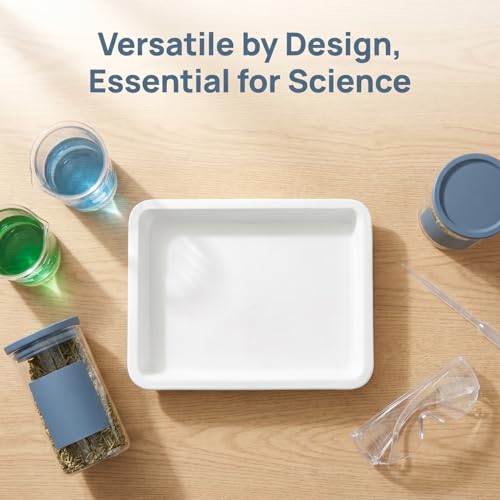 Lurrose Lab Trays Plastic, 4 Pack Acid and Alkali Resistant Chemical Reagent Containment Pan, Leak-Proof Lab Storage Basin for Classroom Science Experiments, 9.7 x 7.3 Inch