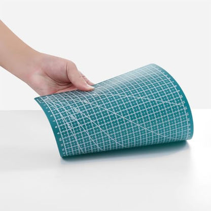A5 Self-Healing Cutting Mat, Double-Sided Craft Mat with Grid Lines, Precision Rotary Cutting Board for Office Desk, Art Craft, Sewing, Hobby, and DIY Projects ﻿ (Green) - color: Green