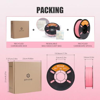 ERYONE Matte PLA Basic 3D Printer Filament 1.75 +/- 0.03mm, Matte Filament 1KG(2.2LBS) Spool, Pink - color: Lite Matte Pink