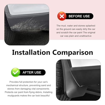 2 PCS 2 PCS Car Mud Flaps, 9.84" x 7.08" Splash-protection Auto Fender Flaps, Drill-free installation Front Fender, Universal for SUVs (Black)