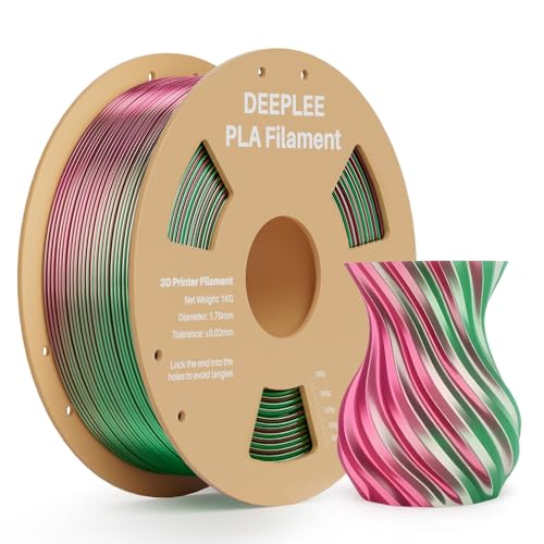 Silk PLA 3D Printer Filament 1.75mm 1kg, Silk Dual Color Green Red PLA, Dimensional Accuracy +/-0.02mm, Smooth & Shiny Texture, Multi Color 3D Printing Filament - color: 1*silk Green Red