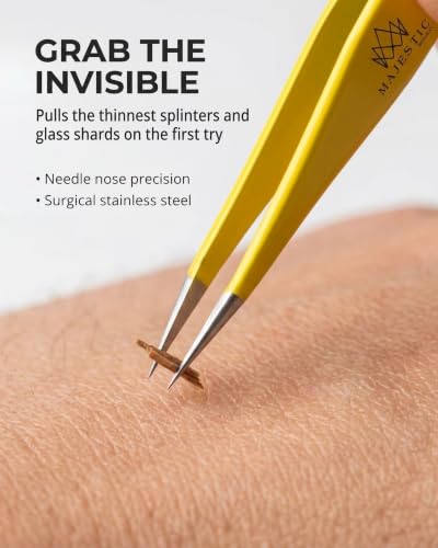 Majestic Bombay Fine Point Tweezers, Eyebrows, Facial Hair, Women and Men - color: Yellow