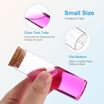 PATIKIL 40ml Test Tubes, 24pcs 3.15x1.18 Glass Clear Flat Bottom Test Tube Containers with Cork Stopper for Bead Party Candy Bath Salt Storage Scientific Experiment Plant Propagation - size: 40ml