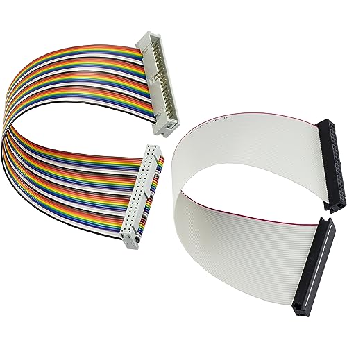 Male to Female IDC GPIO Ribbon Cable and Female to Female 40Pin 8" Breadboard Jumper Wires for Connection Raspberry Pi 2 3 Model B B+ W 3.5 5 inch TFT Touch Screen LCD Display - color: Rainbow + Grey (Mix, 8")