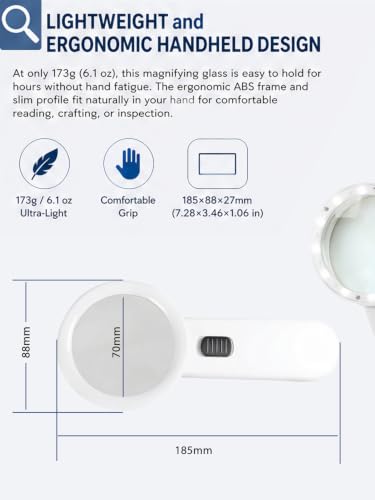 Magnifying Glass with 12 LED Light for Seniors Reading 3X Glass Lens - size: 3X