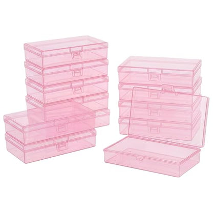 LJY 12 Pink Rectangular Plastic Boxes, 5.3 x 3.1 x 1.2 in for Card Making - color: Pink, size: 5.3 x 3.1 x 1.2 inch