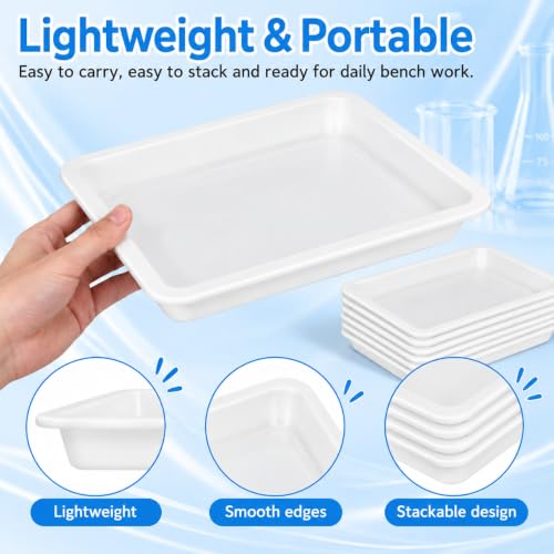 DOITOOL 12 Pcs Lab Trays, Chemical Resistant PP Spill Containment Trays