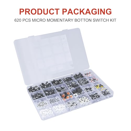 620 Pcs 24 Value Micro Momentary Tactile Switch Assortment Kit - style: 620 Pcs 24 Value