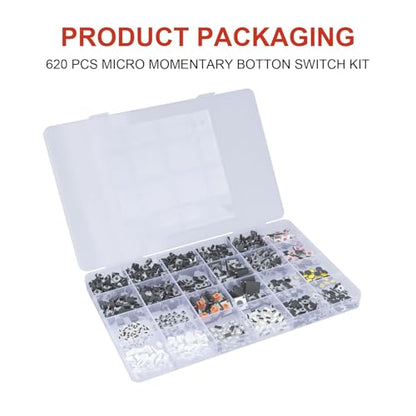 620 Pcs 24 Value Micro Momentary Tactile Switch Assortment Kit - style: 620 Pcs 24 Value