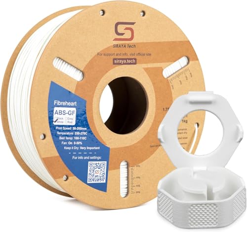 Siraya Tech Fibreheart ABS-GF Premium Glass Fiber 3D Printer Filament - Enhanced Durability, High-Temperature Resistance, Precision Printing - for Automotive & Industrial Applications (1kg, White) - color: Abs-gf White