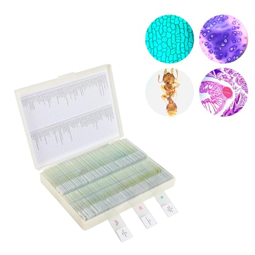 120 Prepared Microscope Slides with Specimens,Glass Slides for Microscope,Prepared Slides Microscope,Microscope Slide Preparation Kit for Biology Science Classes - size: 120 pcs
