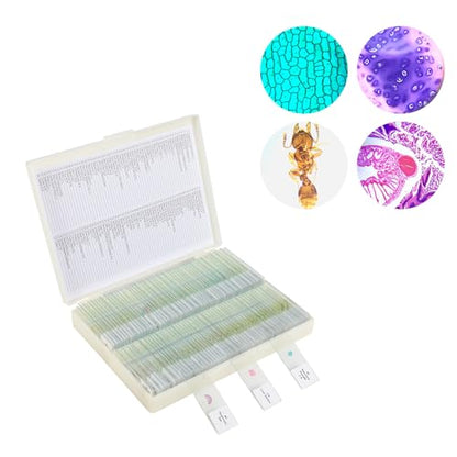 120 Prepared Microscope Slides with Specimens,Glass Slides for Microscope,Prepared Slides Microscope,Microscope Slide Preparation Kit for Biology Science Classes - size: 120 pcs