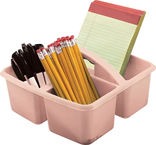 Teacher Created Resources Blush Portable Plastic Storage Caddy 6-Pack for Classrooms, Kids Room, and Office Organization, 3 Compartments