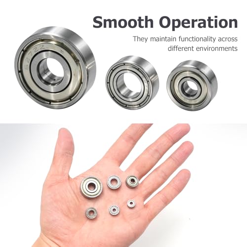 60Pcs Carbon Steel Ball Bearings Assortment Kit, Deep Groove Bearings 693ZZ, 623ZZ, 624ZZ, 685ZZ, 687ZZ, 627ZZ, Suitable for Small Machinery Applications